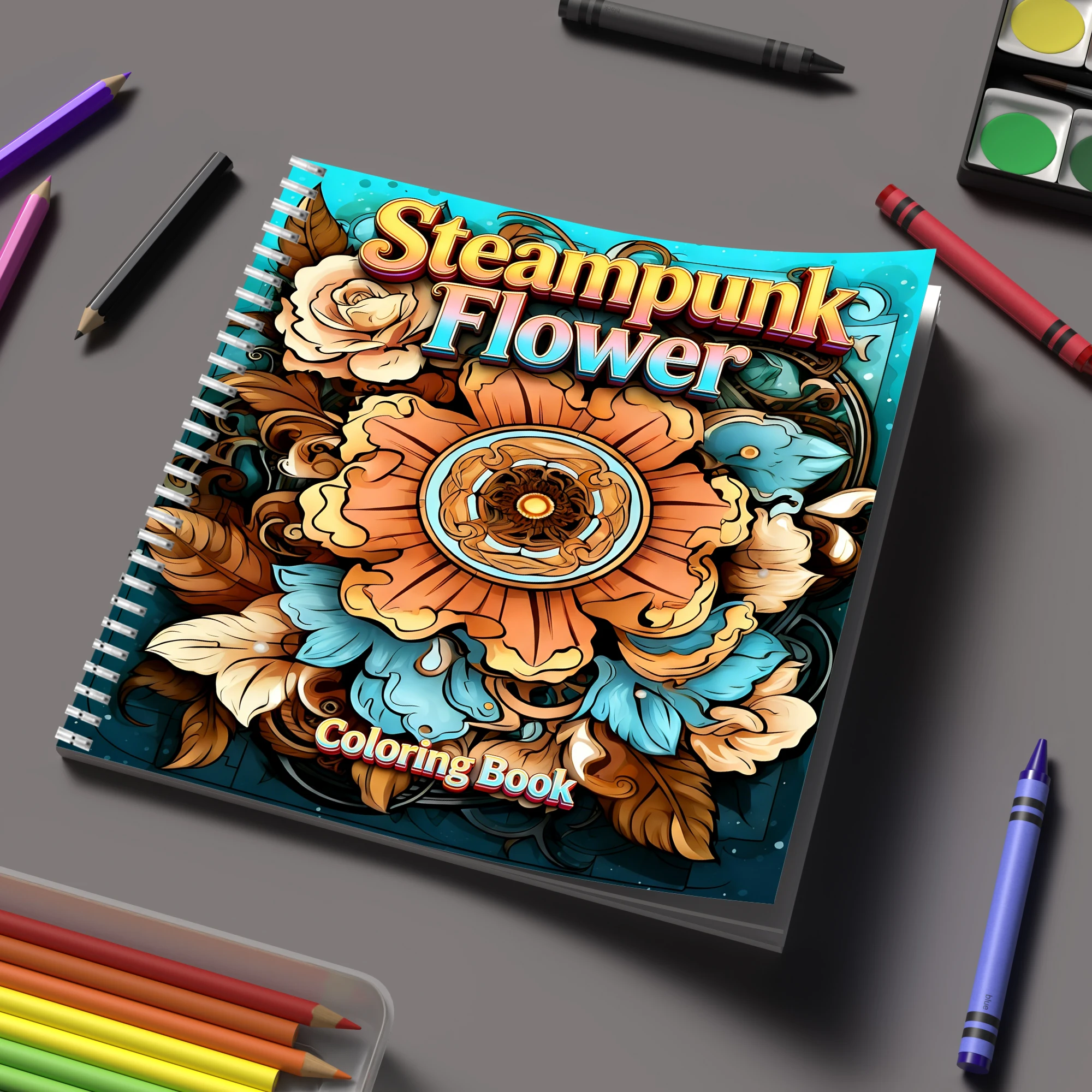 Coloring Book Steampunk Flower - Adult Coloring Book Stress Relief ulasan dan harga